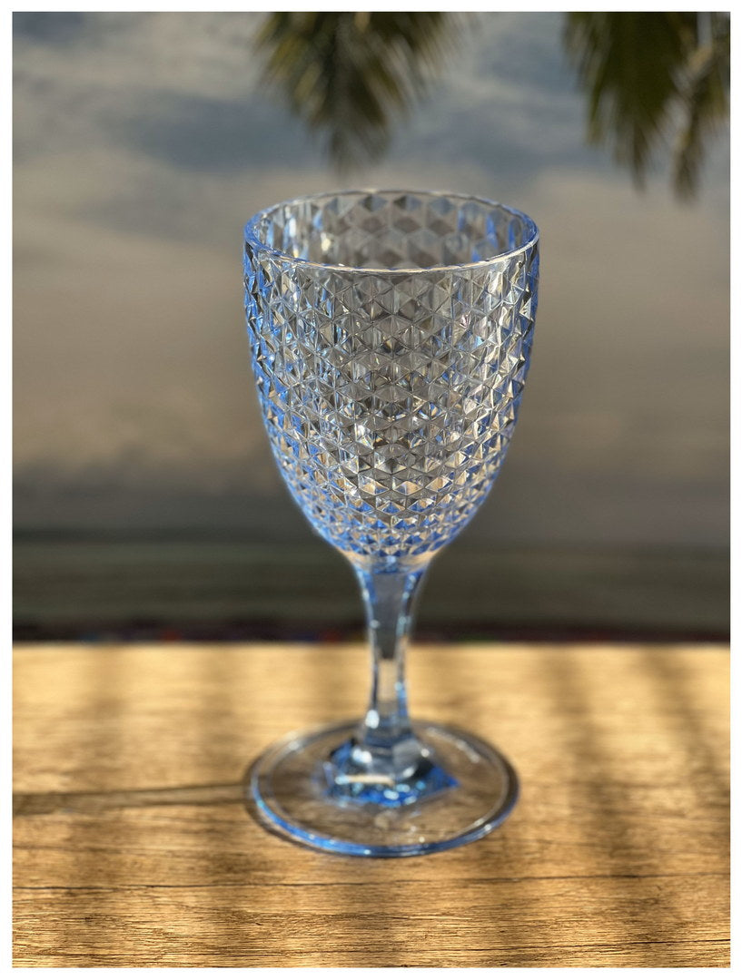 Diamond Cut Plastic Wine Glasses Set of 4 (12oz)
