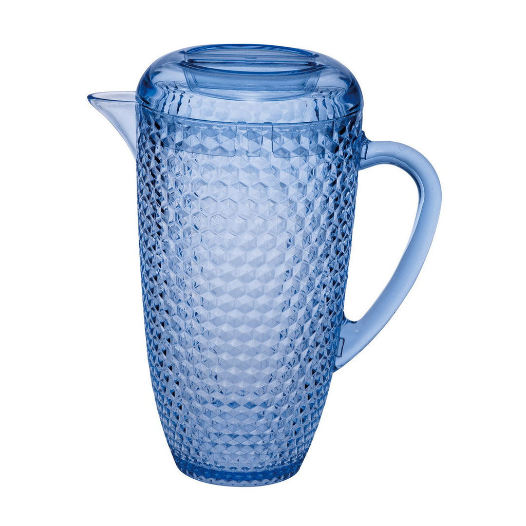 2.5 Quarts Water Pitcher with Lid - Diamond Cut Unbreakable Plastic