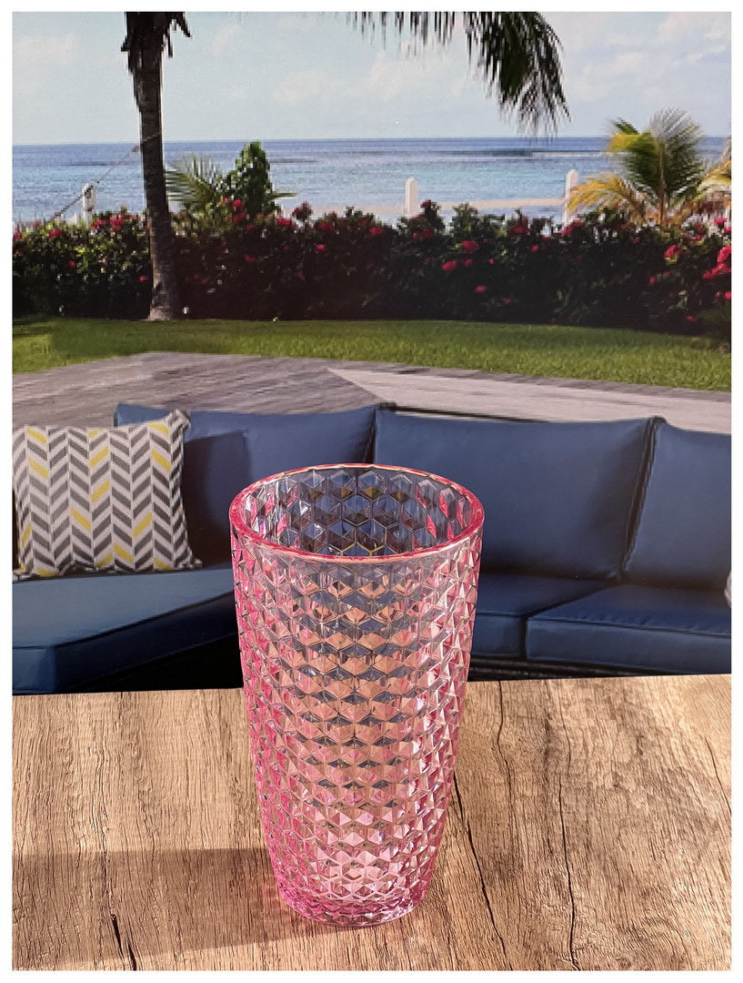 Diamond Cut Acrylic Glasses Drinking Set of 4 - 19oz