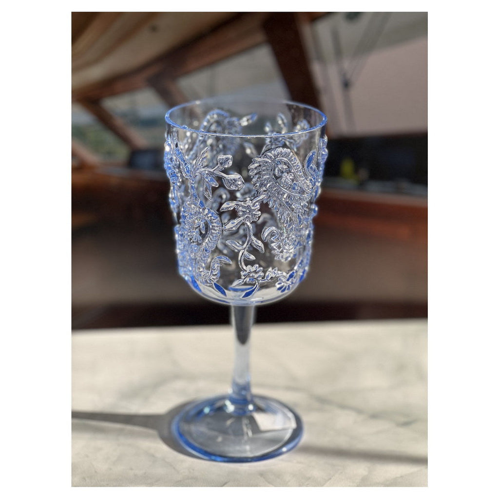 Paisley Plastic Wine Glasses Set of 4 (13 oz)