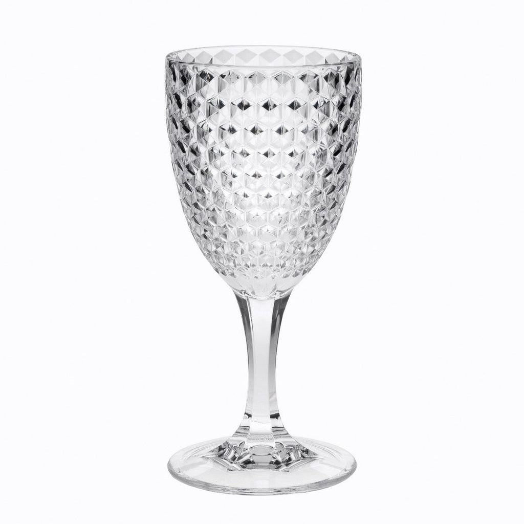 Diamond Cut Plastic Wine Glasses Set of 4 (12oz)