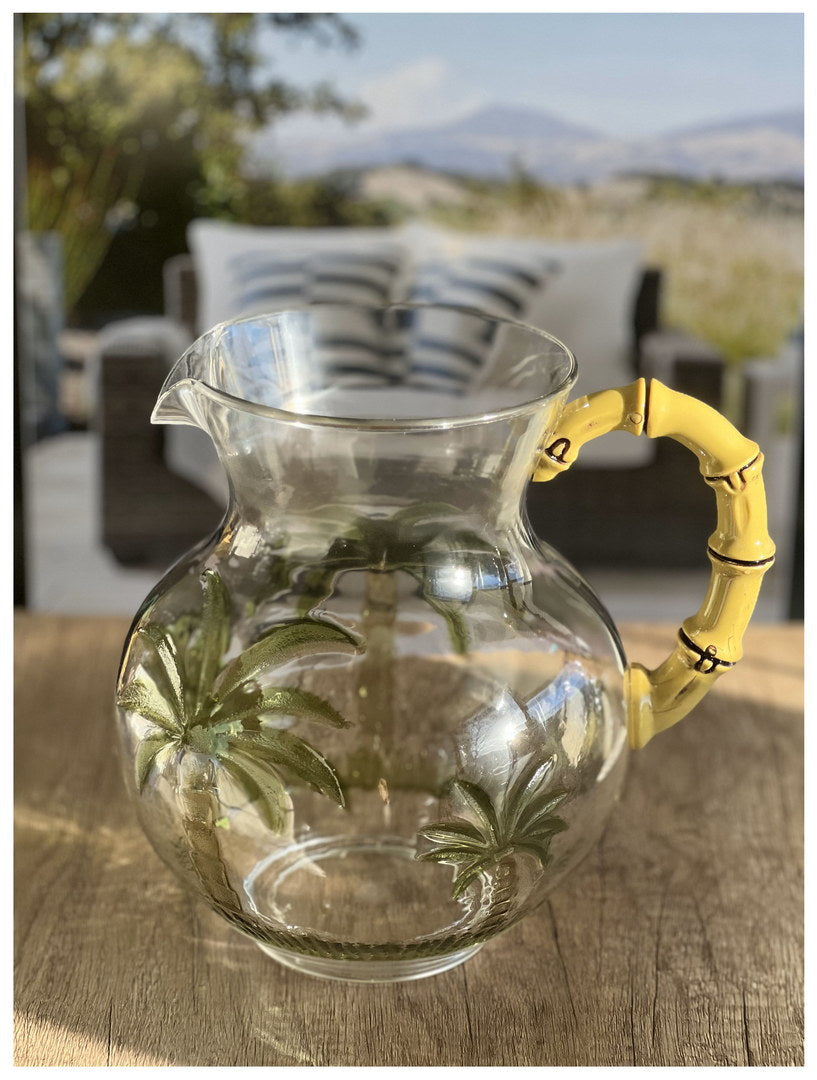 3 Quarts Water Pitcher with Lid – Palm Tree Design