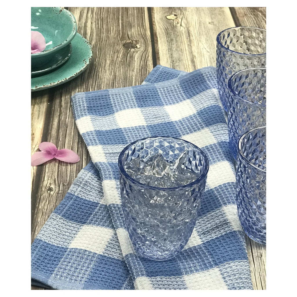 Diamond Cut Acrylic Glasses Drinking Set of 4 (12oz)