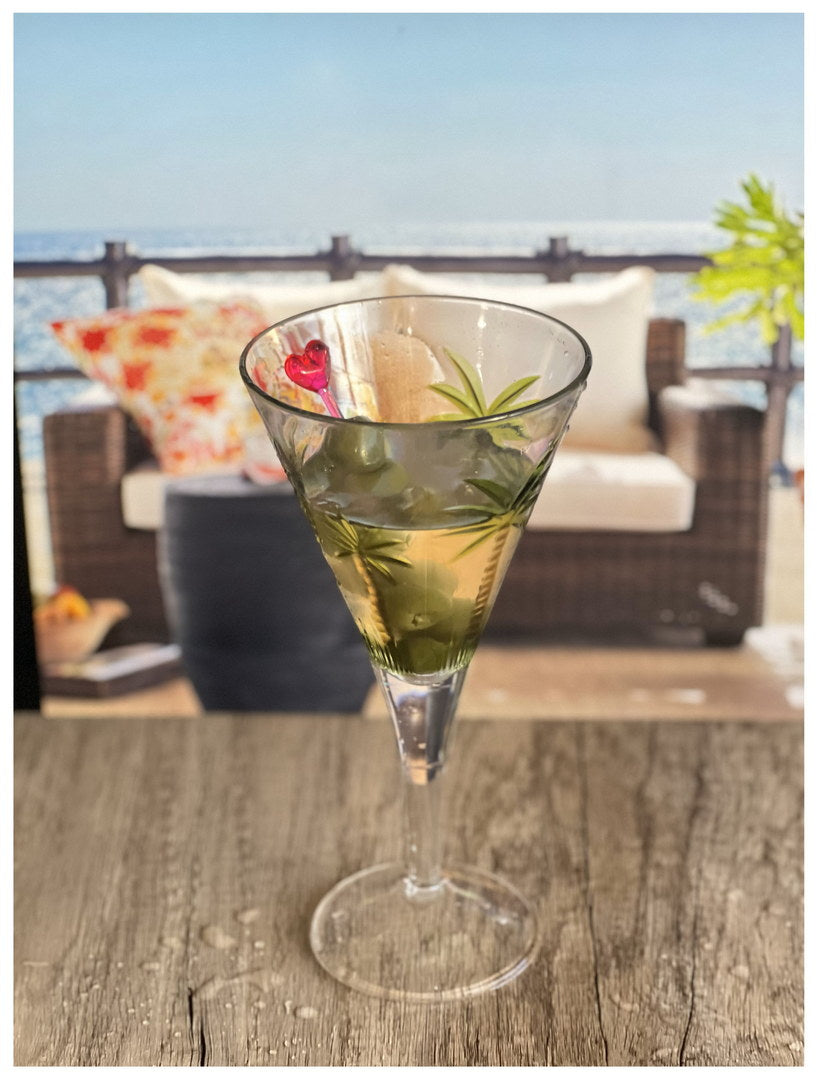 Palm Tree V Shaped Plastic Wine Glasses Set of 4 (14oz)