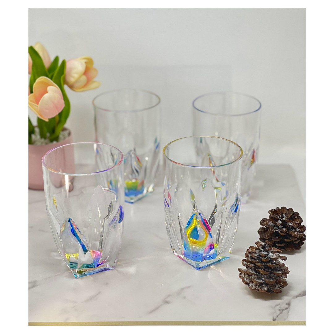 Rainbow Diamond Acrylic Glasses Drinking Set
