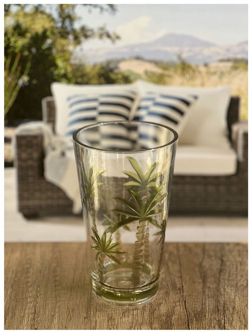 Palm Tree Design Acrylic Glasses Drinking Set of 4 Hi Ball