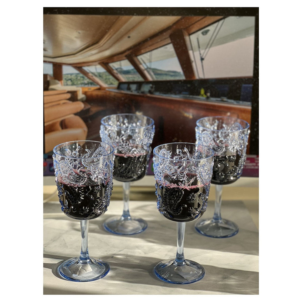 Paisley Plastic Wine Glasses Set of 4 (13 oz)