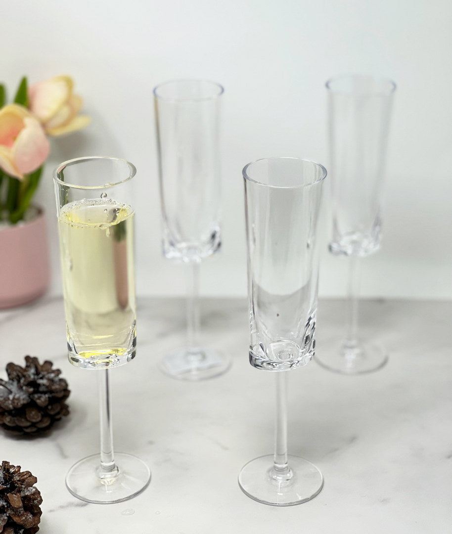 Oval Halo Plastic Champagne Flutes Set of 4 (4oz)