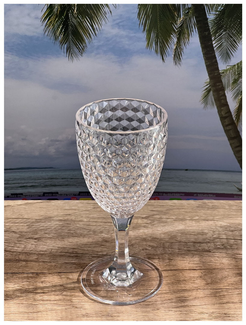 Diamond Cut Plastic Wine Glasses Set of 4 (12oz)