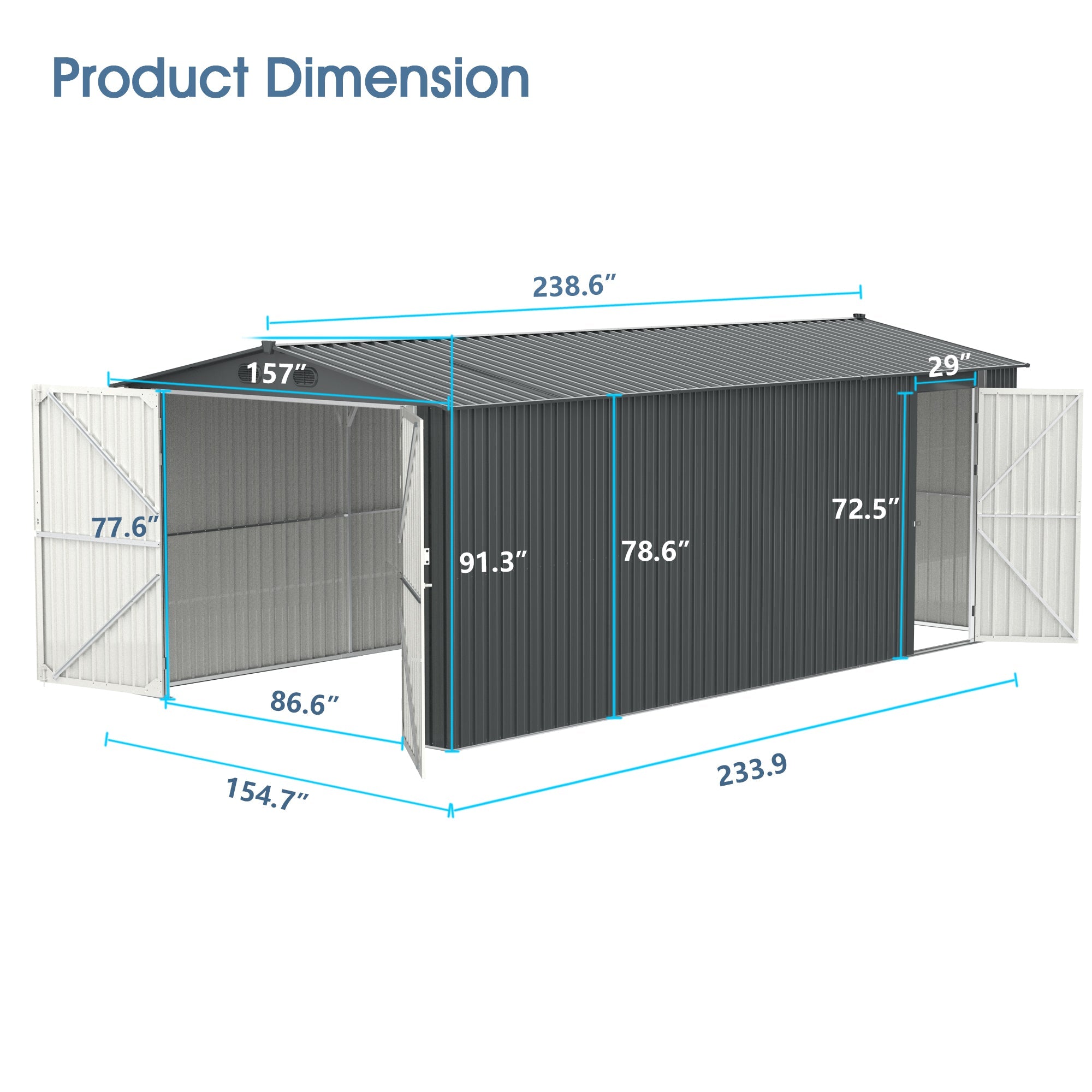 Outdoor Storage Shed 20x13 FT