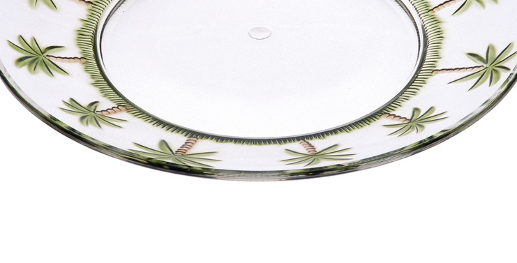 Palm Tree Design 9" Acrylic Dinner Plates Set of 4