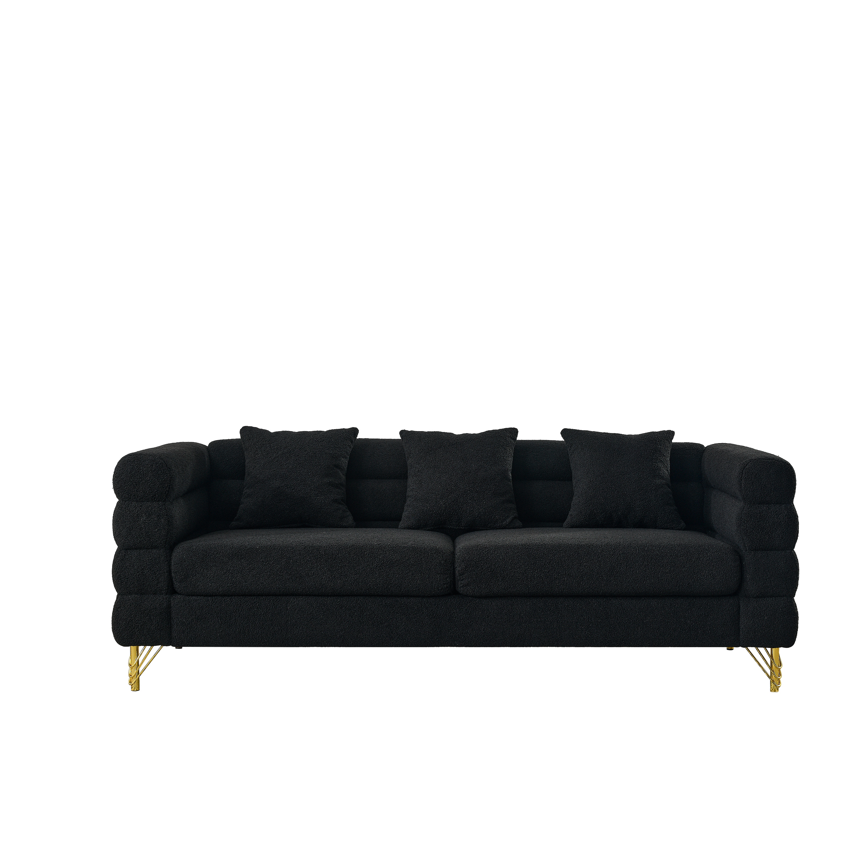3-Seater + 3-Seater Combination Sofa - Black Teddy