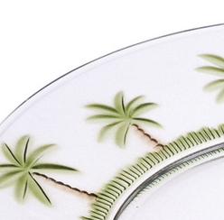 Palm Tree Design 9" Acrylic Dinner Plates Set of 4