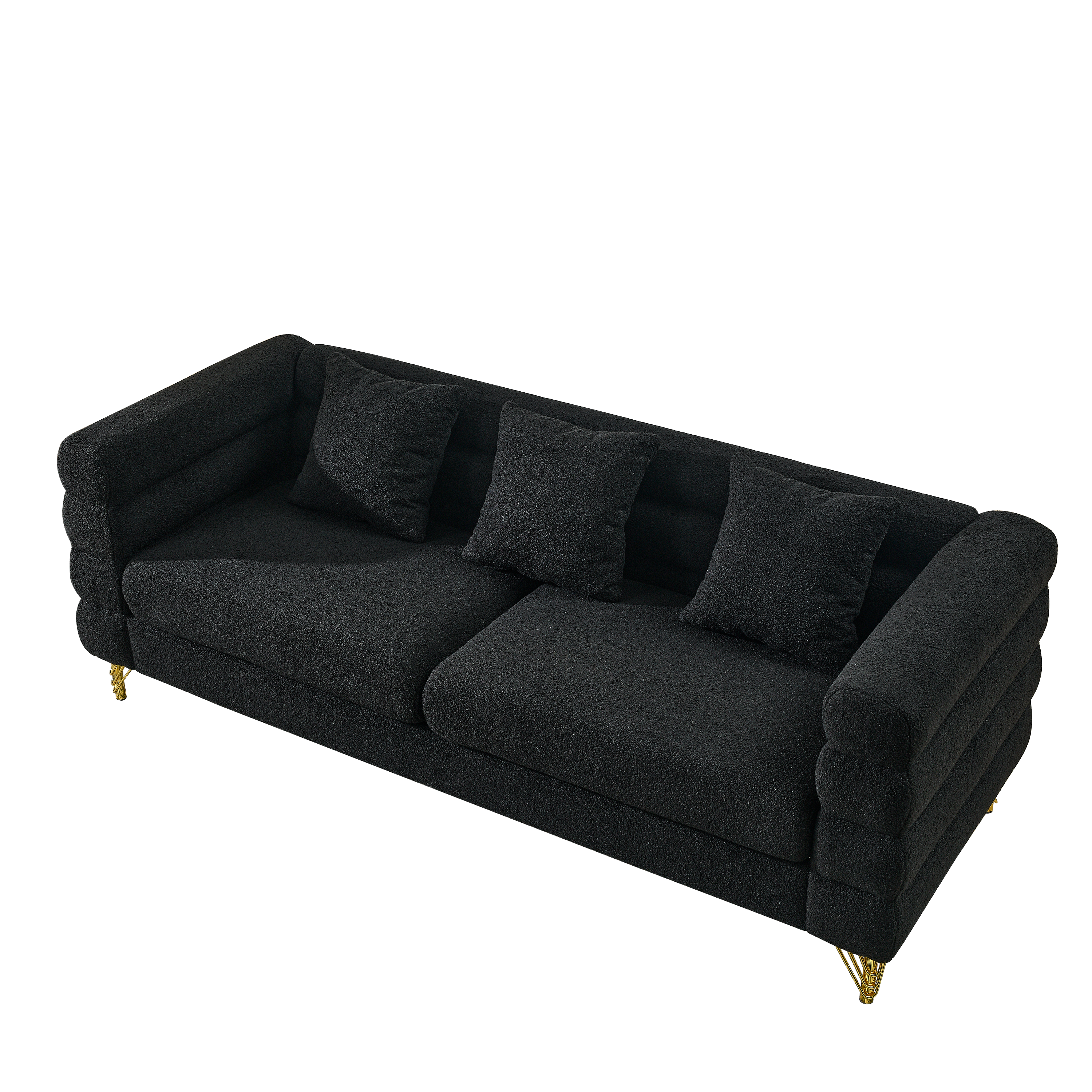 3-Seater + 3-Seater Combination Sofa - Black Teddy