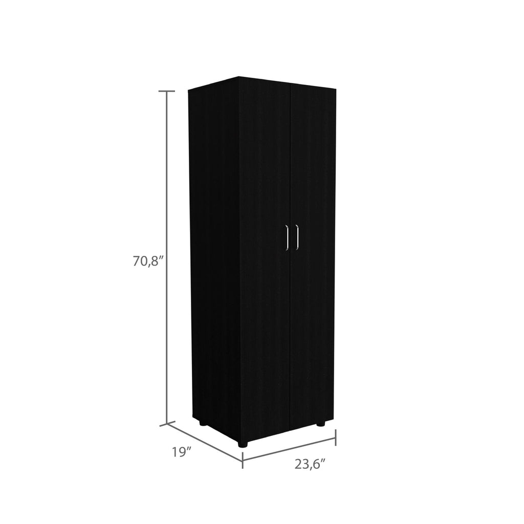 Armoire-Organiser 70.8"H with Two Shelves, Rod, and Double Door Cabinet