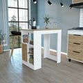 Kitchen Island with Open Storage and Push-to-Open Cabinet