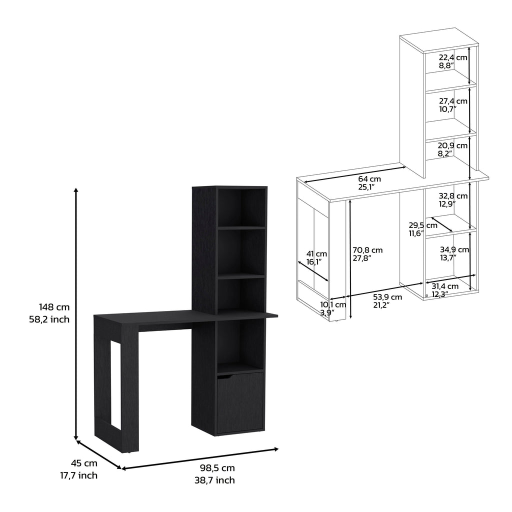 Writing Desk With Bookcase and Cabinet
