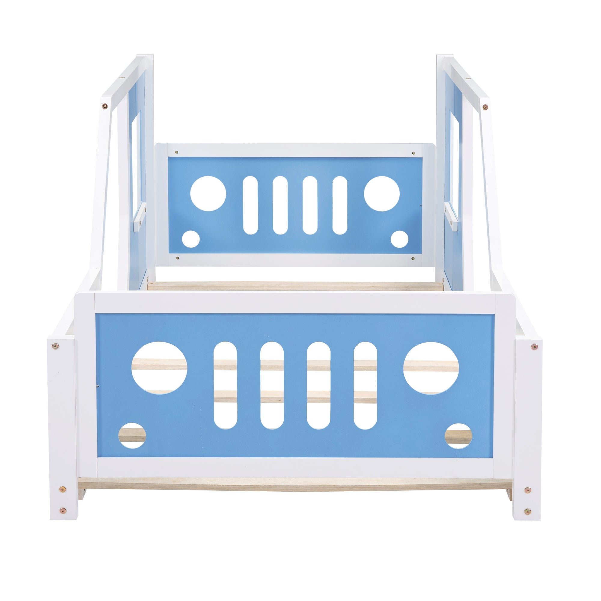Twin Size Classic Car-Shaped Platform Bed with Wheels