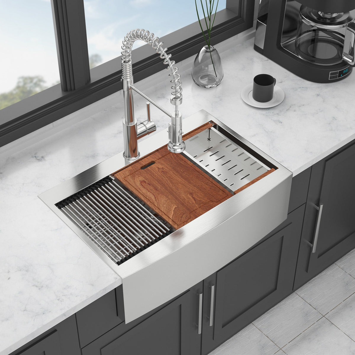 36-Inch Drop-In Farmhouse Sink Workstation