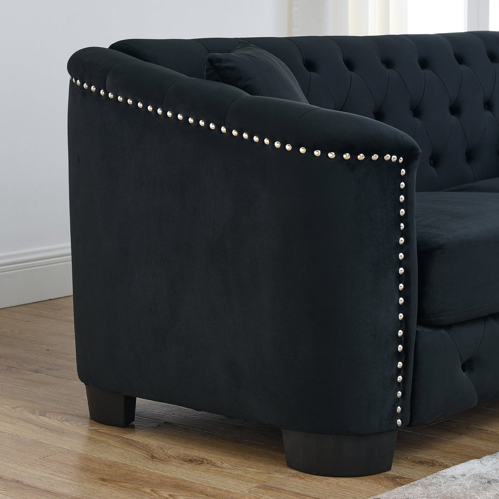 77-Inch Modern Chesterfield Velvet Sofa