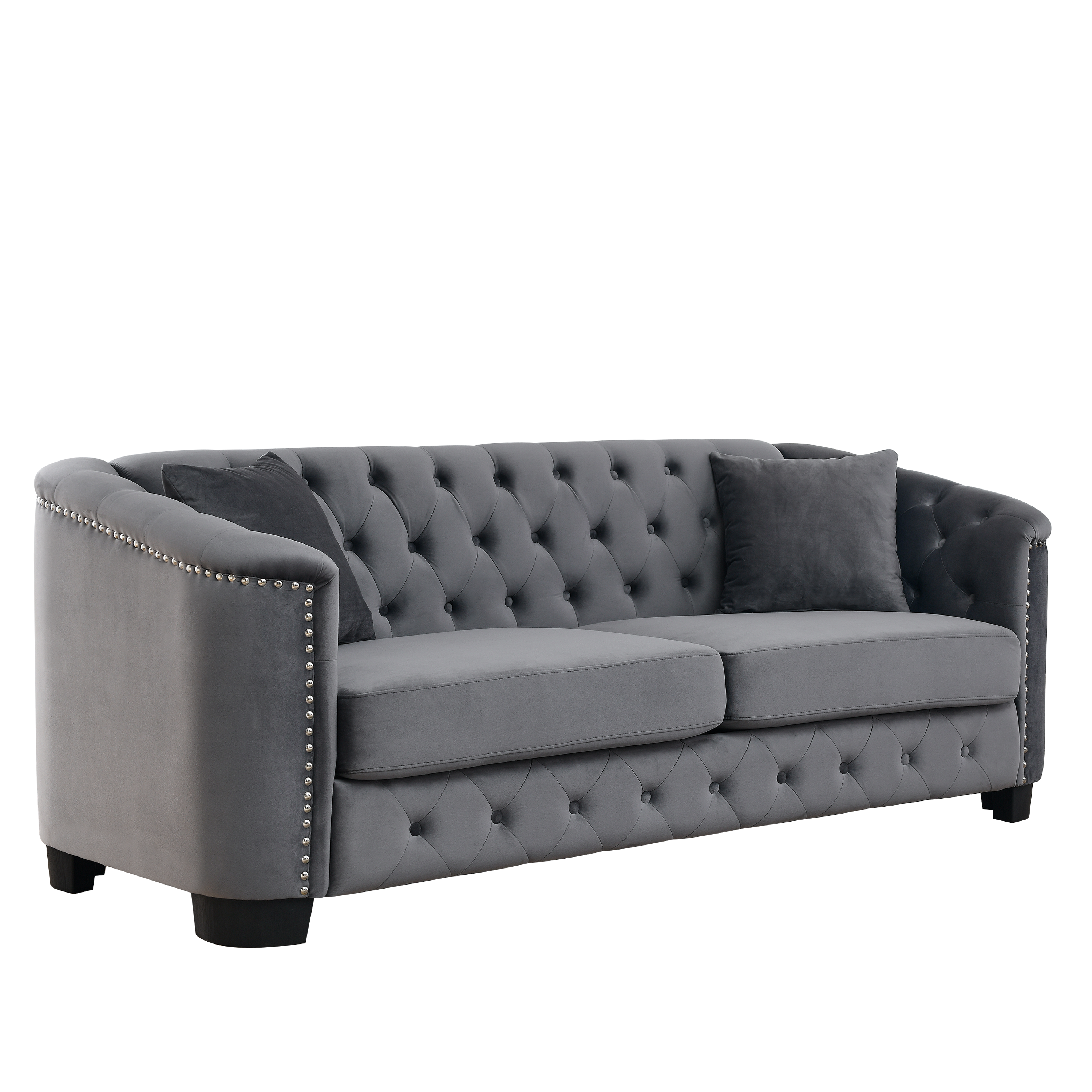 77-Inch Modern Chesterfield Velvet Sofa