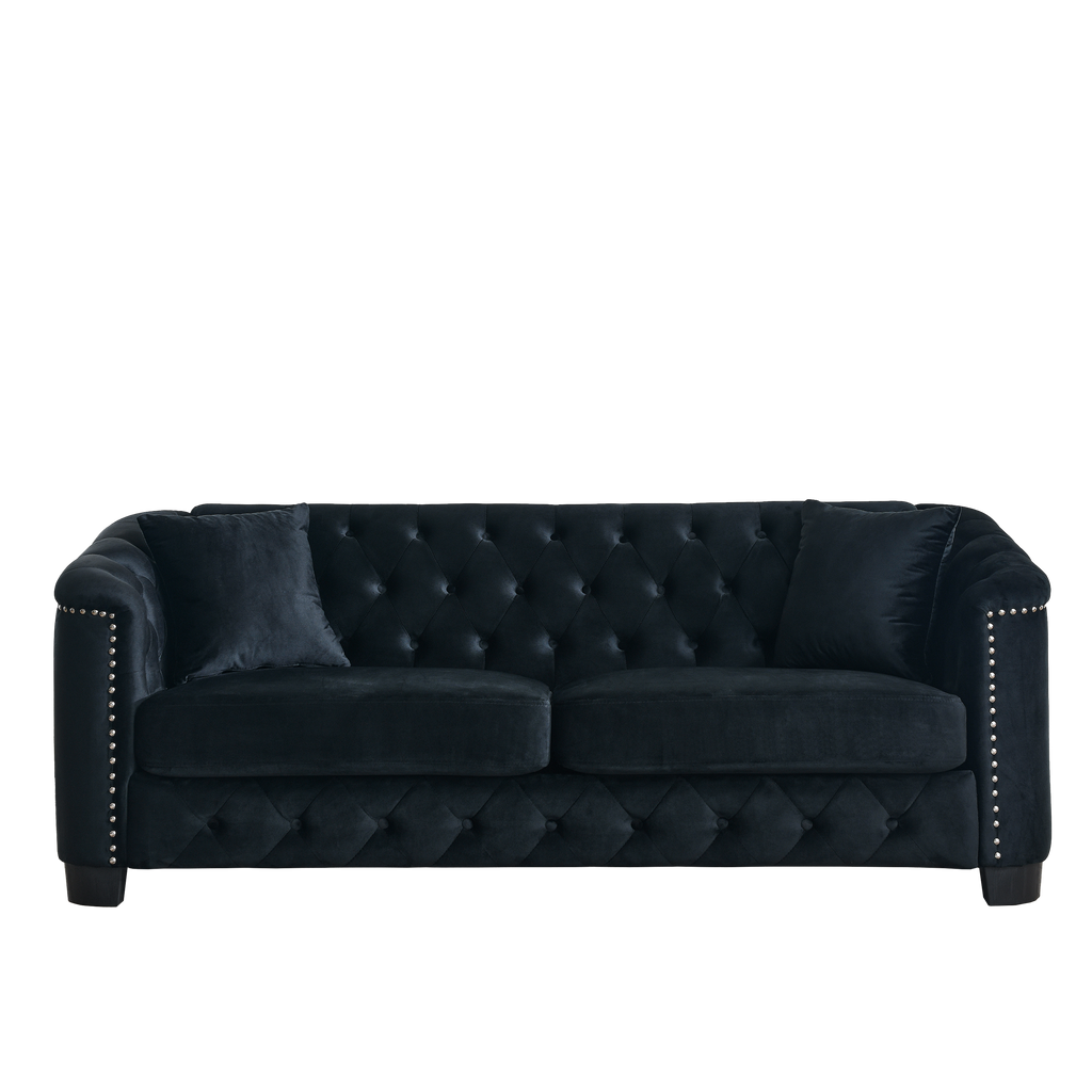 77-Inch Modern Chesterfield Velvet Sofa