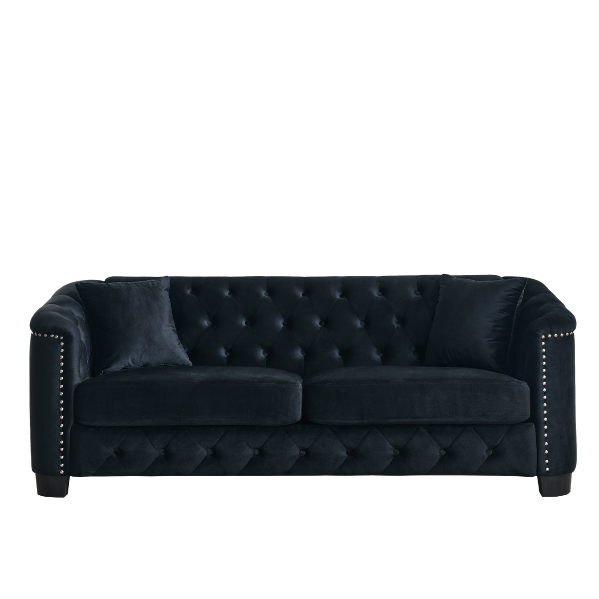 77-Inch Modern Chesterfield Velvet Sofa