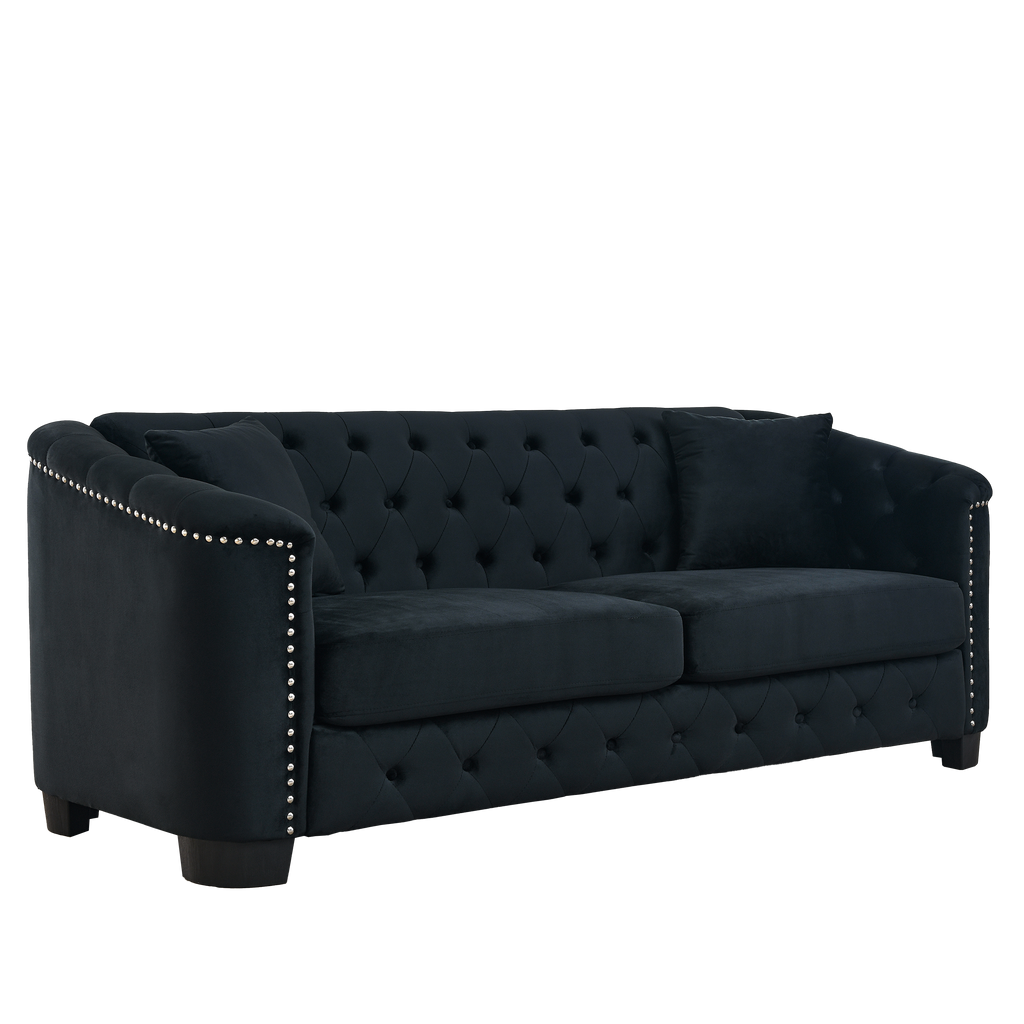 77-Inch Modern Chesterfield Velvet Sofa