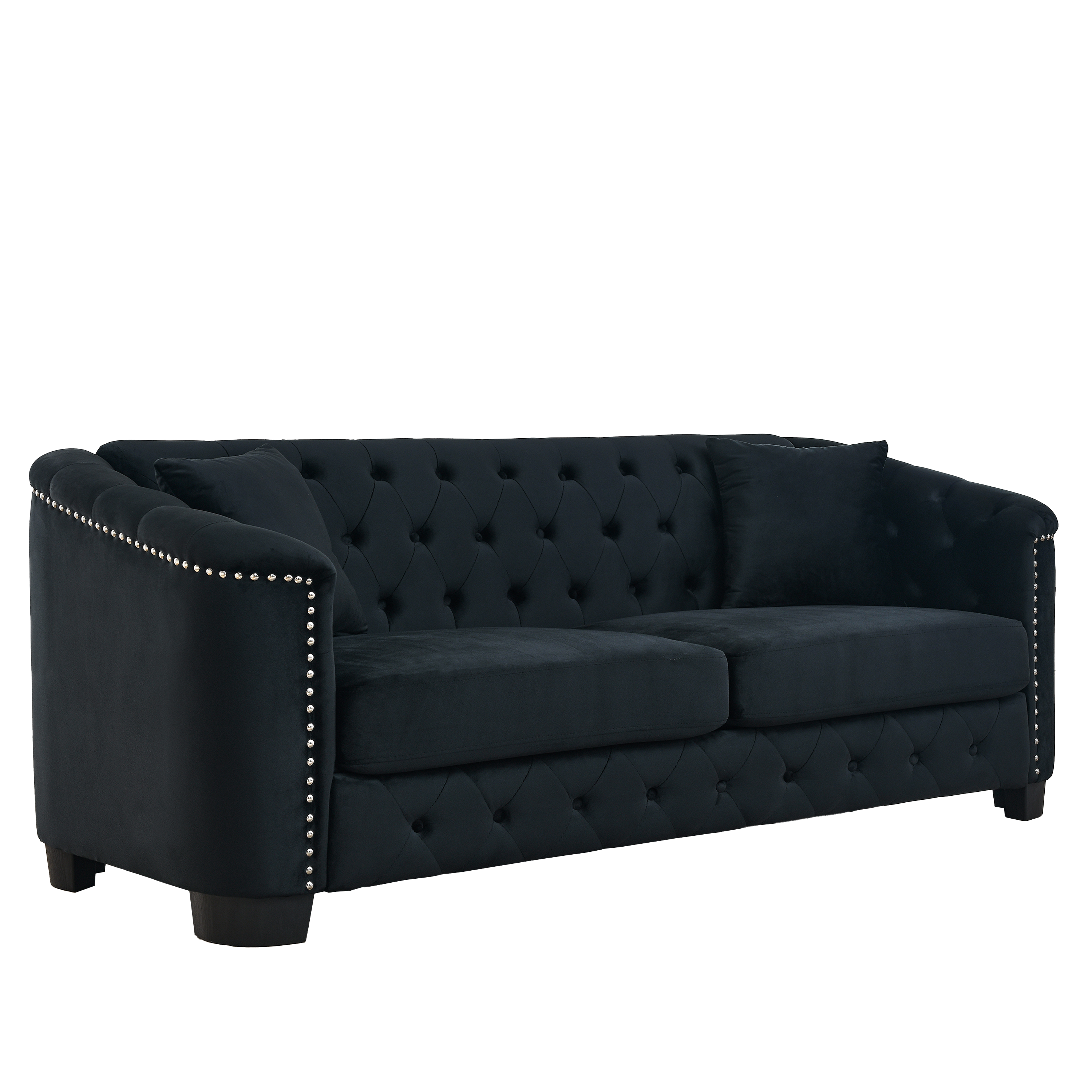 77-Inch Modern Chesterfield Velvet Sofa