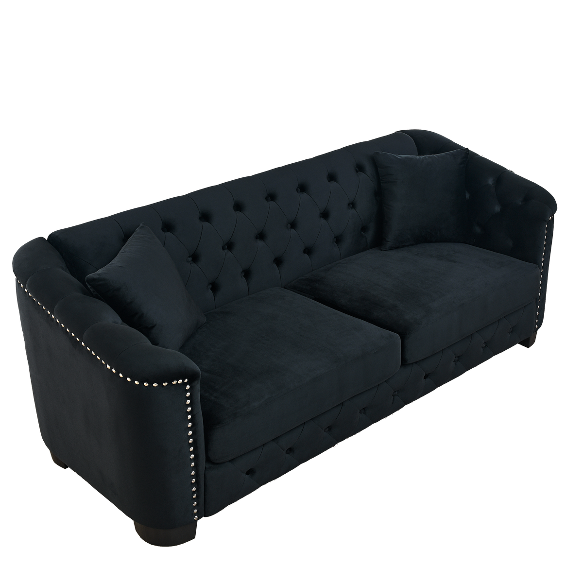 77-Inch Modern Chesterfield Velvet Sofa