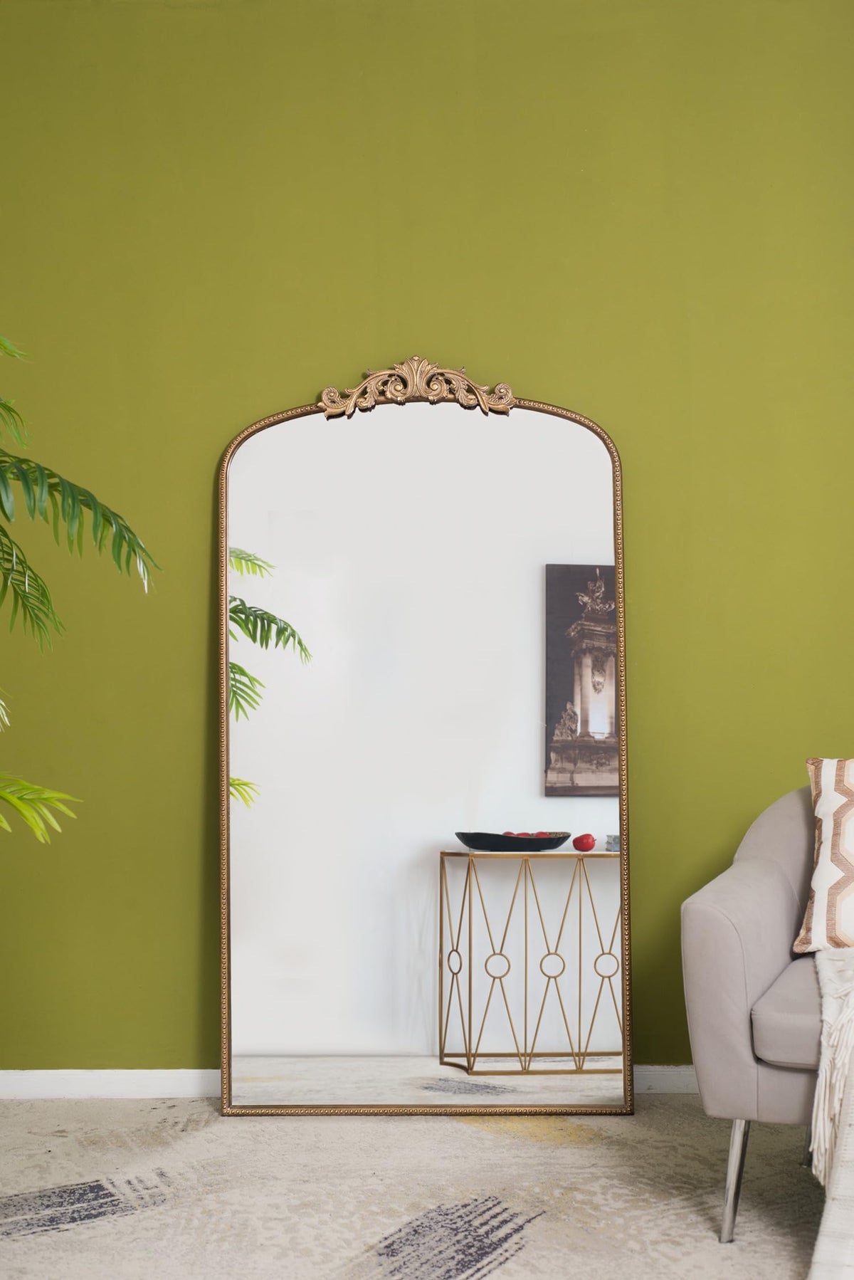 Full Length Mirror with Faux Wooden Frame