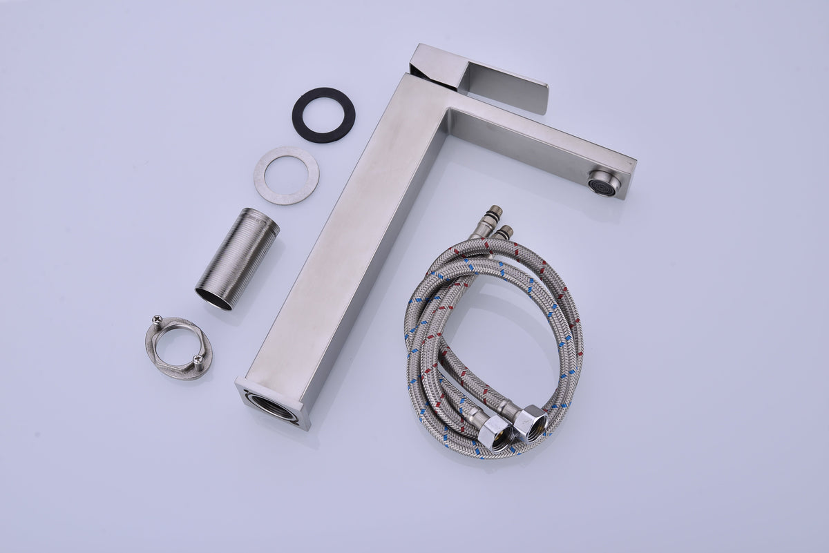 Single Handle Sink Brushed Nickel Vanity Bathroom Faucet