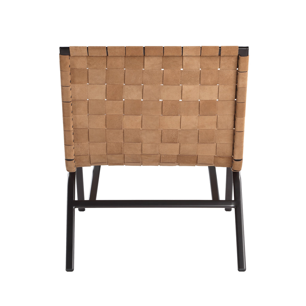 Camden Woven Brown Leather Accent Chair