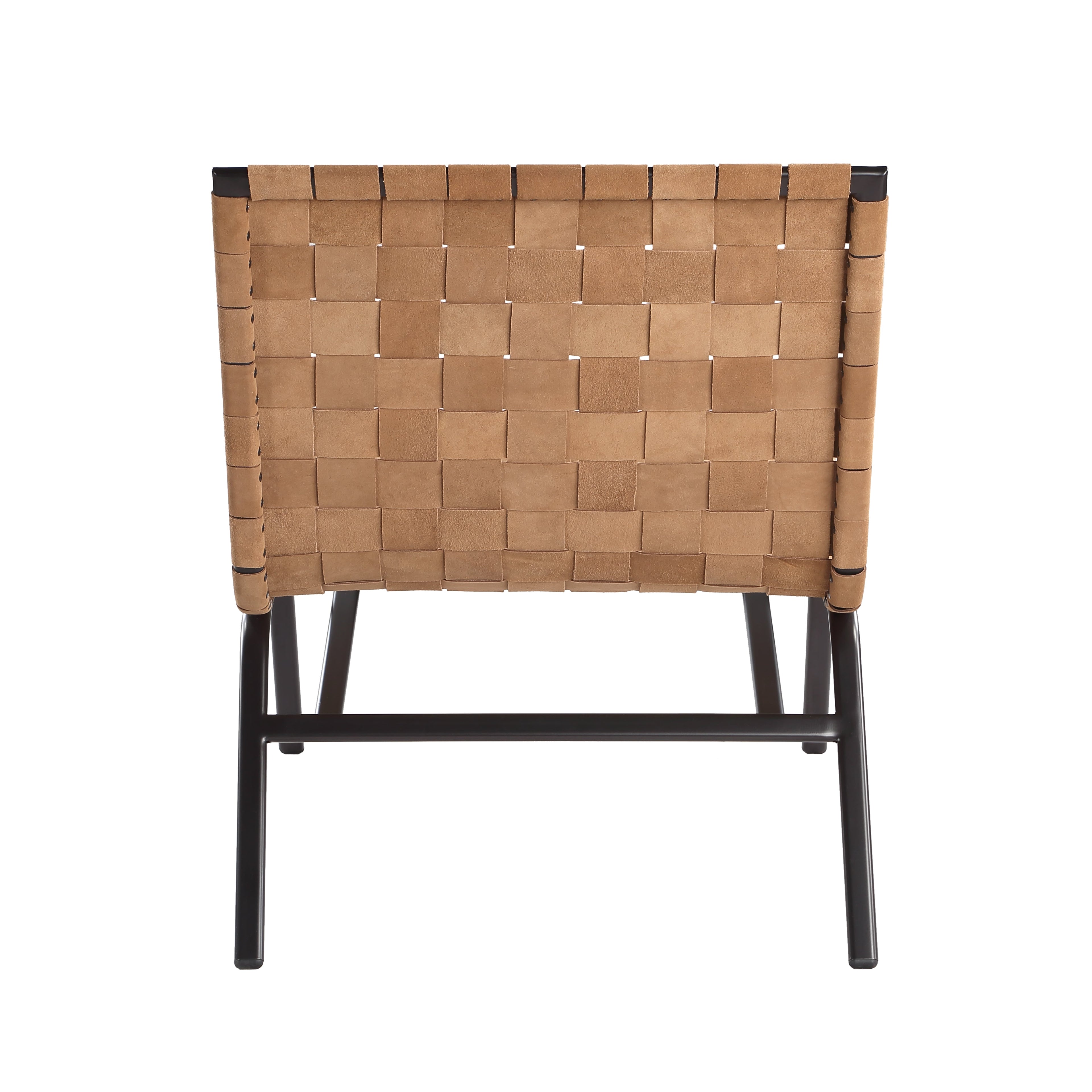 Camden Woven Brown Leather Accent Chair