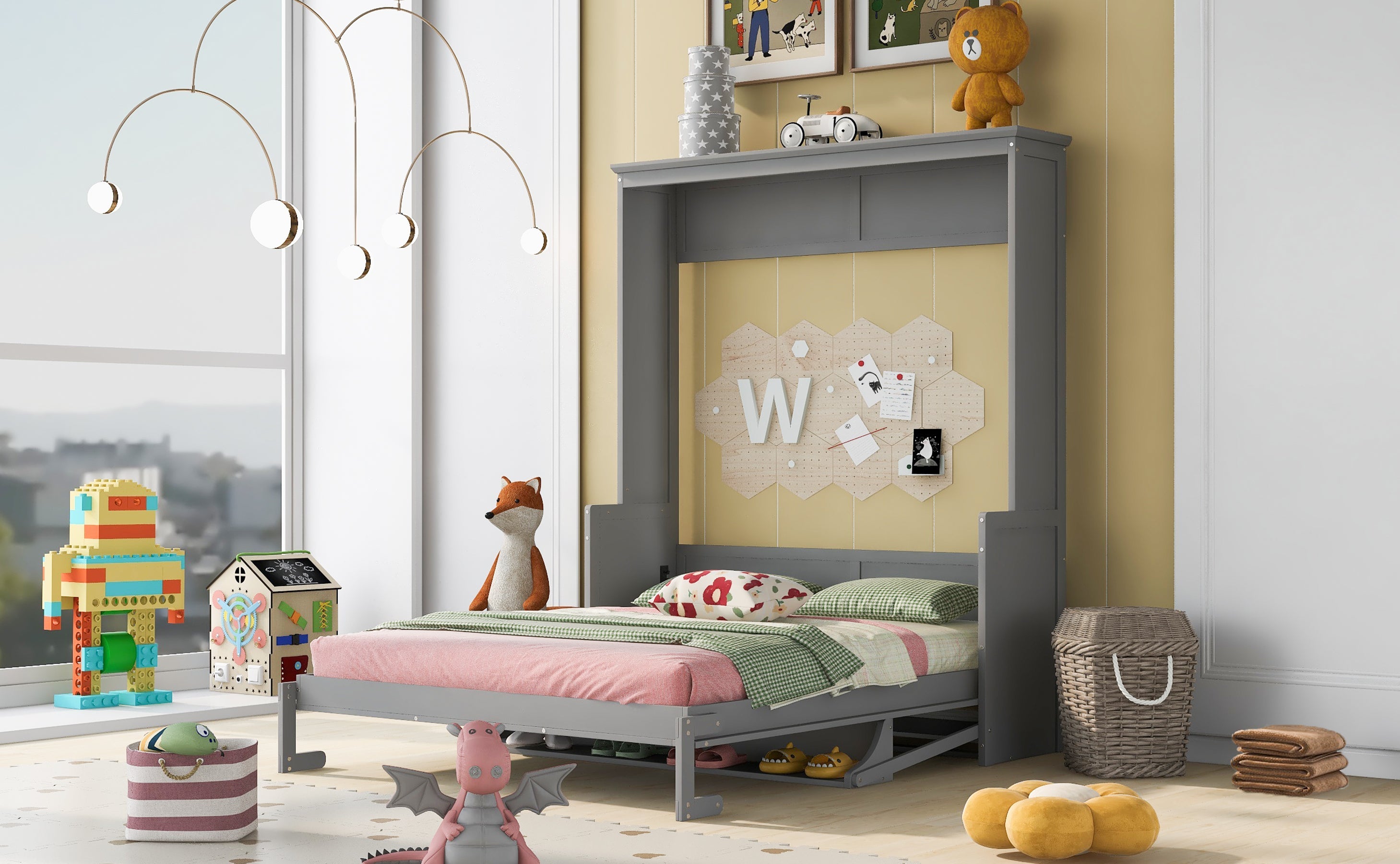 Queen Size Murphy Bed with Shelf