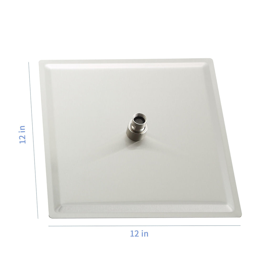 12 Inch Square Brushed Nickel Rain Fixed Shower Head