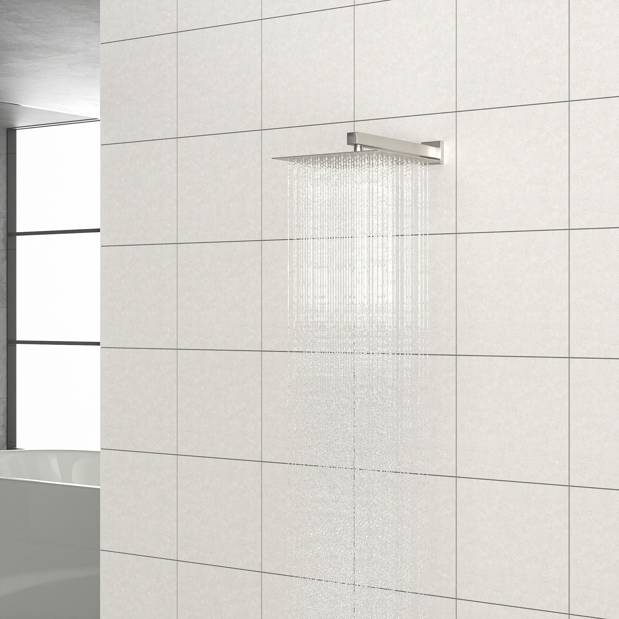 12 Inch Square Brushed Nickel Rain Fixed Shower Head