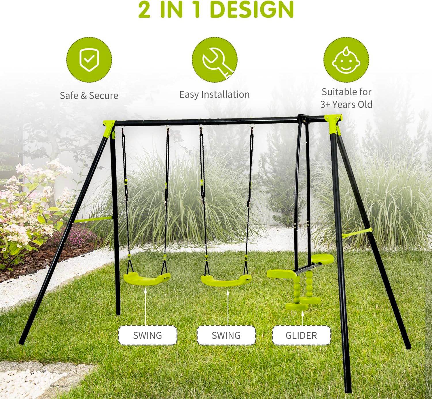 Children's Triple Metal Swing Set
