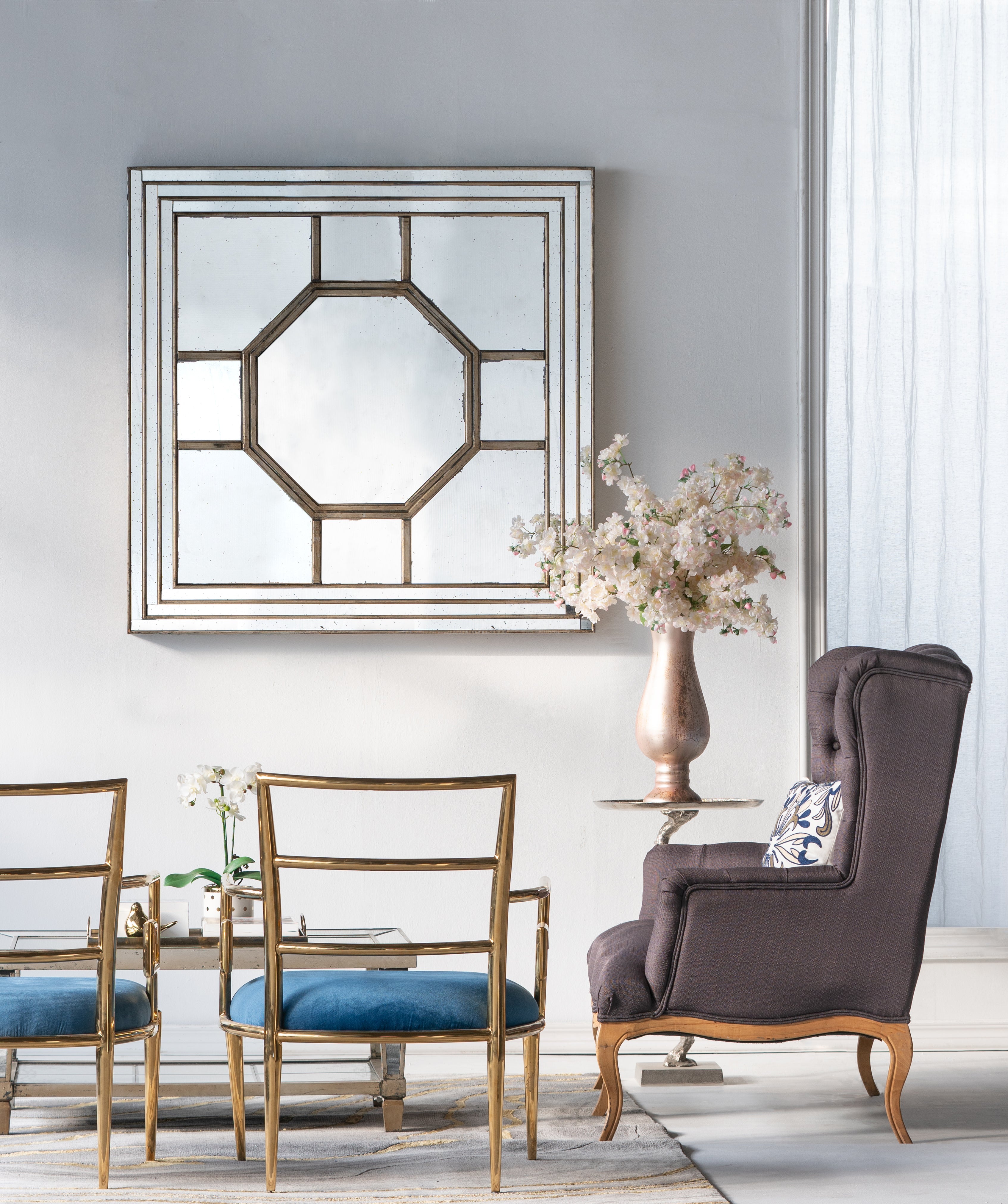 48" Antique Style Decorative Square Wall Mirror