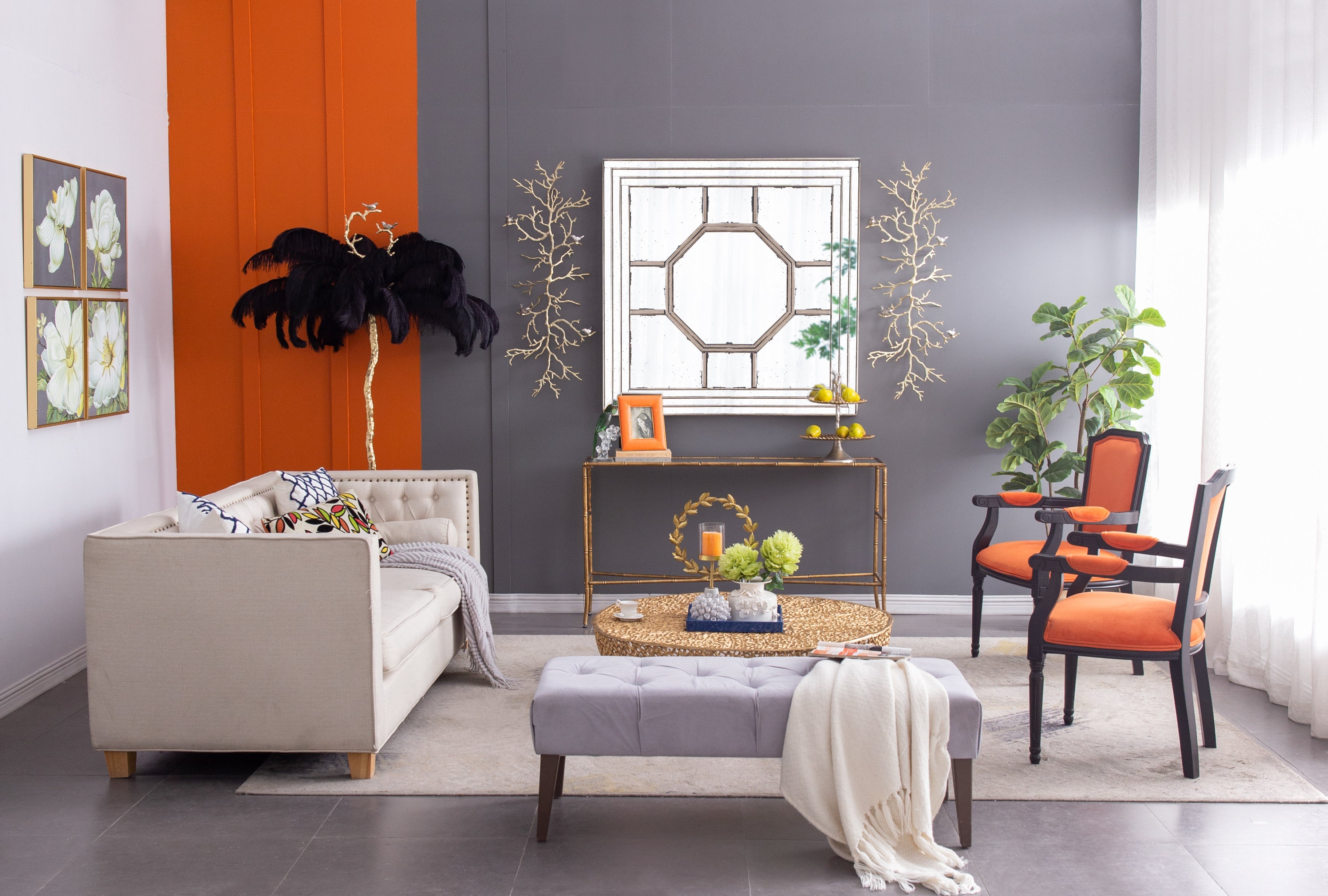 48" Antique Style Decorative Square Wall Mirror