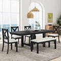 TOPMAX Farmhouse 82-Inch 6-Piece Extendable Dining Set