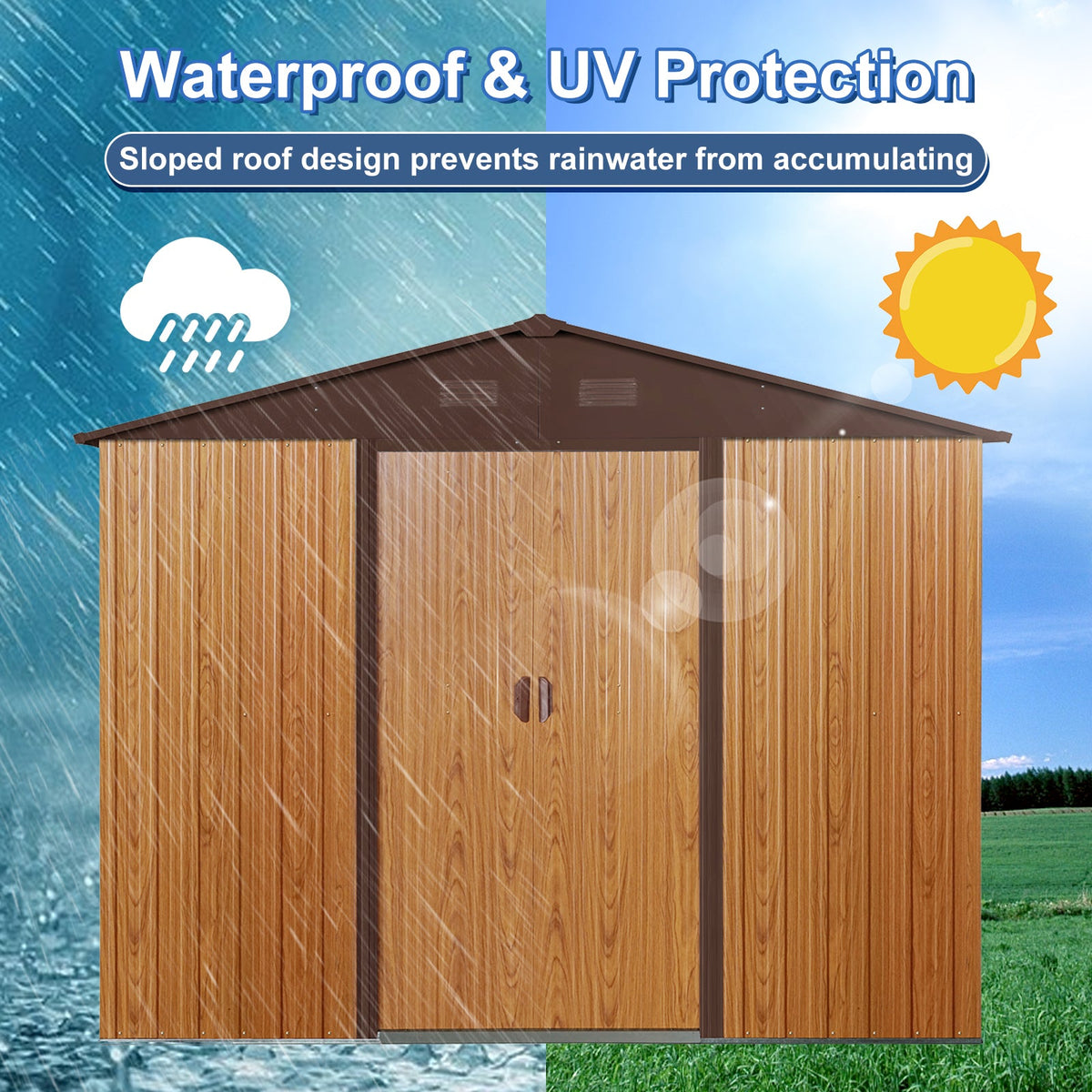 8ft x 10ft Outdoor Metal Storage Shed