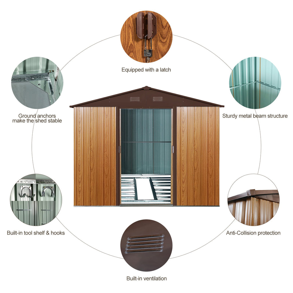 8ft x 10ft Outdoor Metal Storage Shed