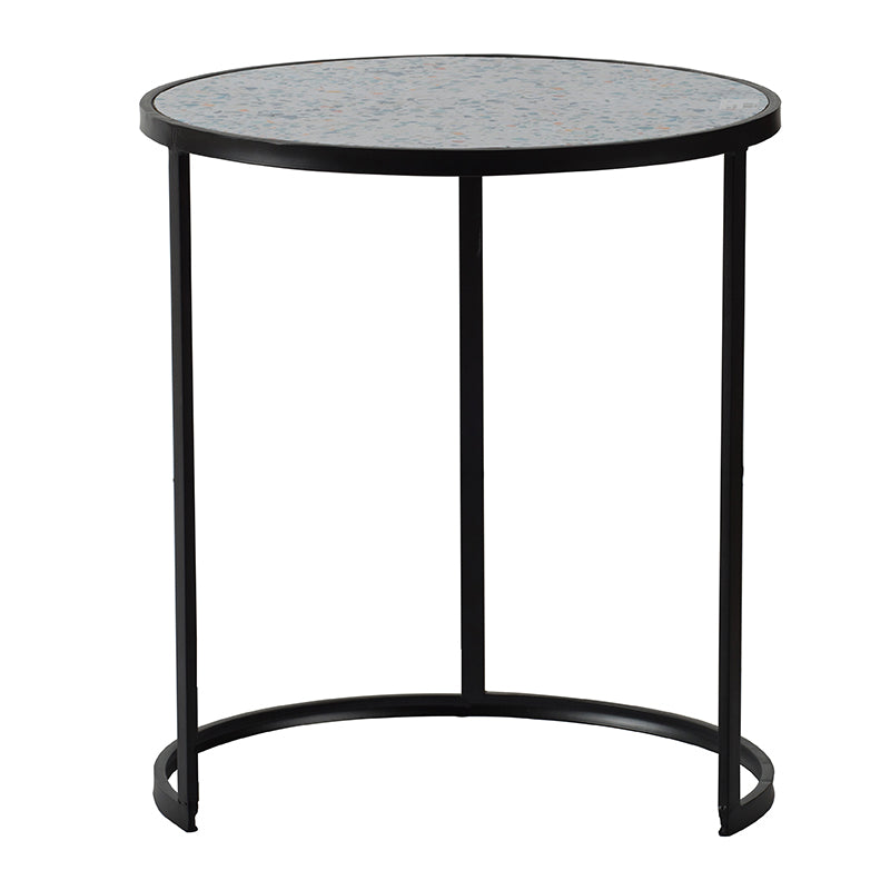 Set of 2 Round End Tables with Sturdy Metal Frame