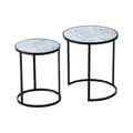 Set of 2 Round End Tables with Sturdy Metal Frame