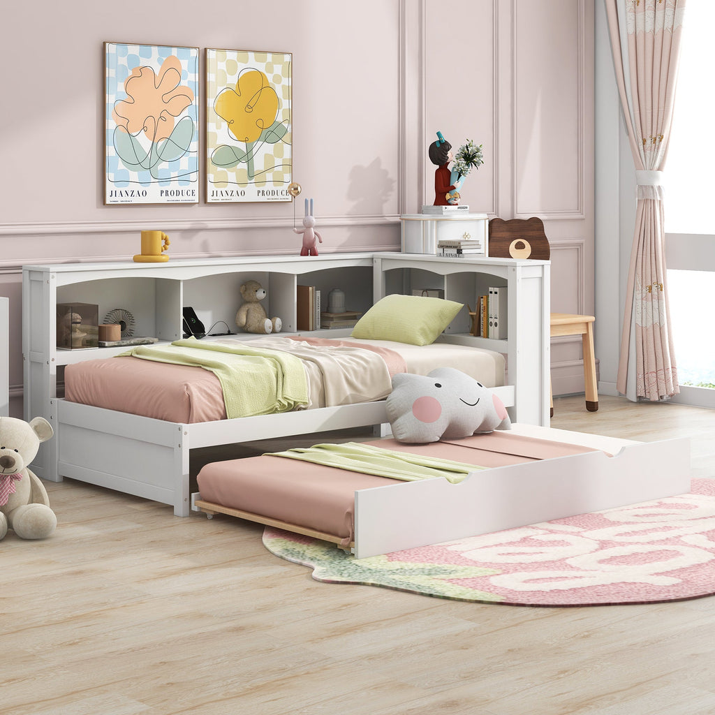 Twin Size Daybed With Trundle, Storage Cabinets & USB Ports