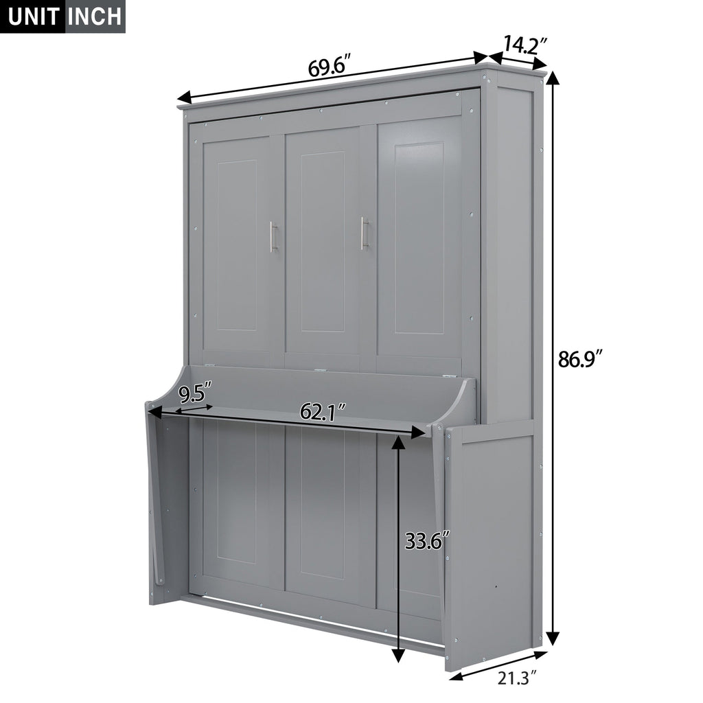 Queen Size Murphy Bed with Shelf