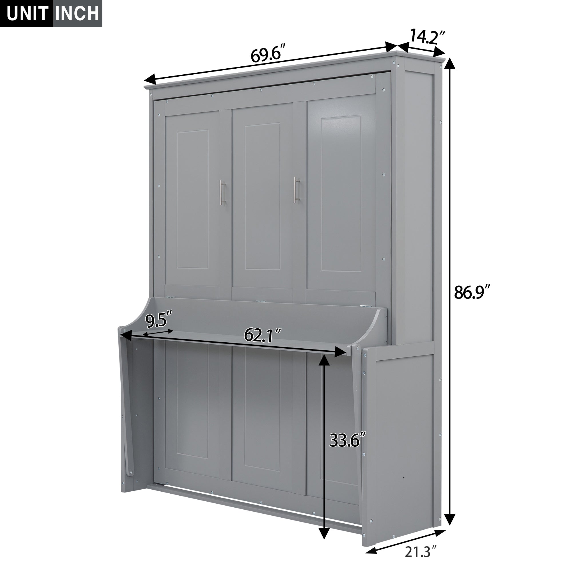 Queen Size Murphy Bed with Shelf