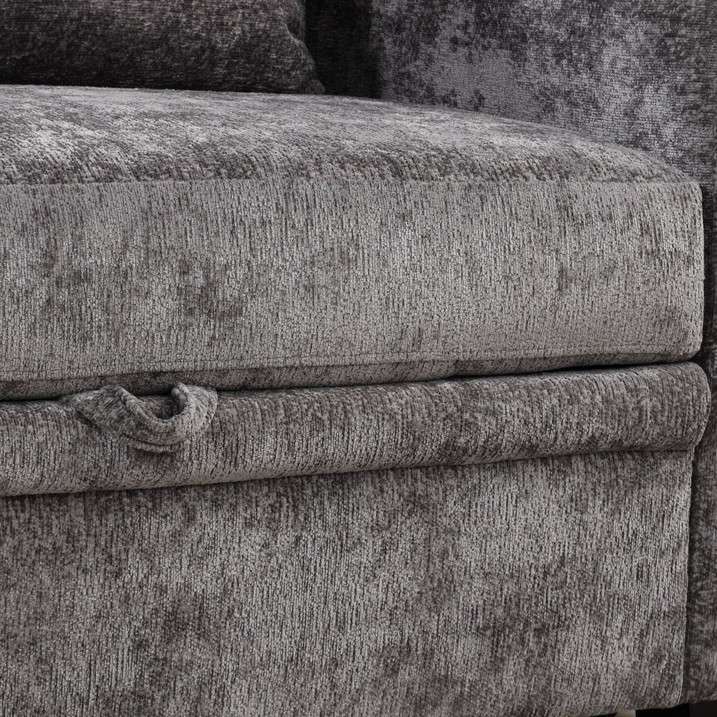 61.6" Pull Out Sofa Bed - Modern Chenille Convertible Loveseat