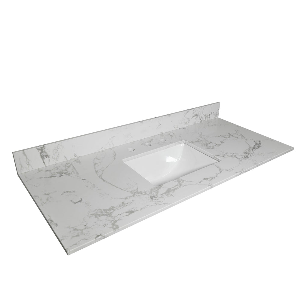 Montary 43x22 Bathroom Stone Vanity Top - Engineered Stone Carrara